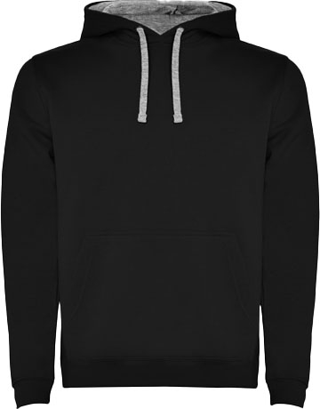 Sweat à capuche Homme 280gr à personnaliser Urban ROLY Noir et Gris chiné
